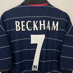 Shop 1999/00 MANCHESTER UNITED BECKHAM #7 AWAY SHIRT (XXL) UMBRO, classic football shirts, vintage football shirts & retro soccer jerseys at Cult Kits
