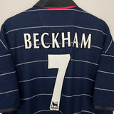 Shop 1999/00 MANCHESTER UNITED BECKHAM #7 AWAY SHIRT (XXL) UMBRO, classic football shirts, vintage football shirts & retro soccer jerseys at Cult Kits