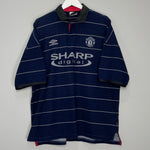 Shop 1999/00 MANCHESTER UNITED BECKHAM #7 AWAY SHIRT (XXL) UMBRO, classic football shirts, vintage football shirts & retro soccer jerseys at Cult Kits