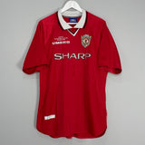 Shop 1999/00 MANCHESTER UNITED *CHAMPIONS LEAGUE WINNERS* HOME SHIRT (XL) UMBRO, classic football shirts, vintage football shirts & retro soccer jerseys at Cult Kits