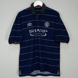 Shop 1999/00 MANCHESTER UNITED STAM #6 AWAY SHIRT (L) UMBRO, classic football shirts, vintage football shirts & retro soccer jerseys at Cult Kits
