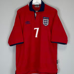 Shop 1999/01 ENGLAND BECKHAM #7 AWAY SHIRT (L) UMBRO, classic football shirts, vintage football shirts & retro soccer jerseys at Cult Kits