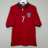 Shop 1999/01 ENGLAND BECKHAM #7 AWAY SHIRT (M) UMBRO, classic football shirts, vintage football shirts & retro soccer jerseys at Cult Kits