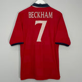 Shop 1999/01 ENGLAND BECKHAM #7 AWAY SHIRT (M) UMBRO, classic football shirts, vintage football shirts & retro soccer jerseys at Cult Kits