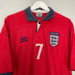 Shop 1999/01 ENGLAND BECKHAM #7 AWAY SHIRT (M) UMBRO, classic football shirts, vintage football shirts & retro soccer jerseys at Cult Kits