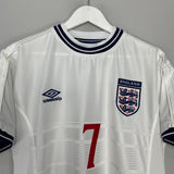 Shop 1999/01 ENGLAND BECKHAM #7 HOME SHIRT (M) UMBRO, classic football shirts, vintage football shirts & retro soccer jerseys at Cult Kits