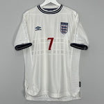 Shop 1999/01 ENGLAND BECKHAM #7 HOME SHIRT (XL) UMBRO, classic football shirts, vintage football shirts & retro soccer jerseys at Cult Kits