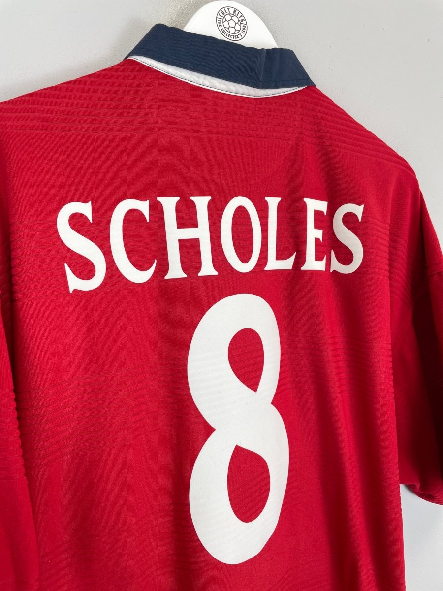 1999/01 ENGLAND SCHOLES 18 AWAY SHIRT (XL) UMBRO - Cult Kits - XL - Buy Vintage Football Shirts, Authentic Retro Football Shirts For Sale, Classic Football Shirts & Soccer Jersey