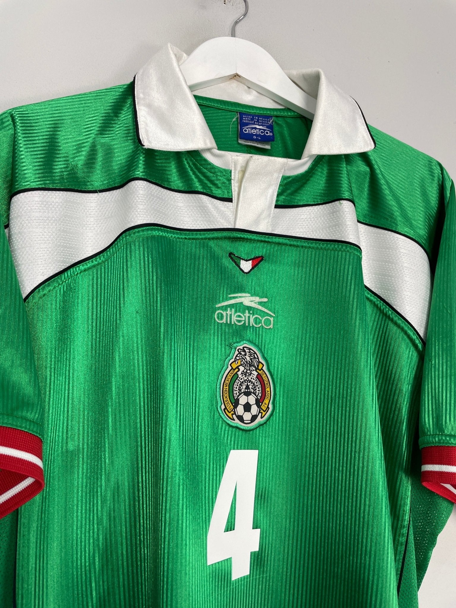 Shop 1999/01 MEXICO R.MARQUEZ #4 HOME SHIRT (L) ATLETICA, classic football shirts, vintage football shirts & retro soccer jerseys at Cult Kits