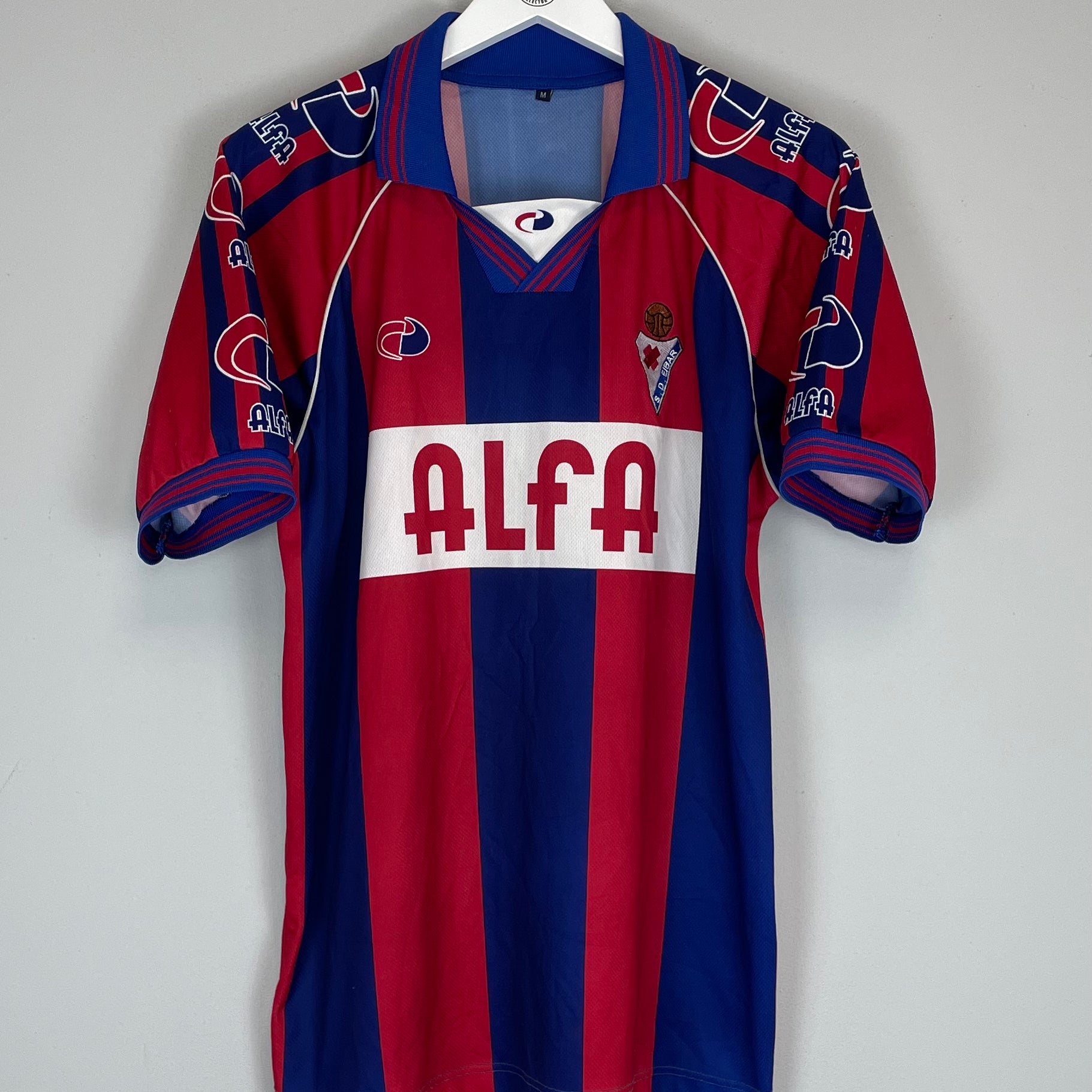 Shop 1999/00 EIBAR #2 *PLAYER ISSUE* HOME SHIRT (M) ALFA, classic football shirts, vintage football shirts & retro soccer jerseys at Cult Kits