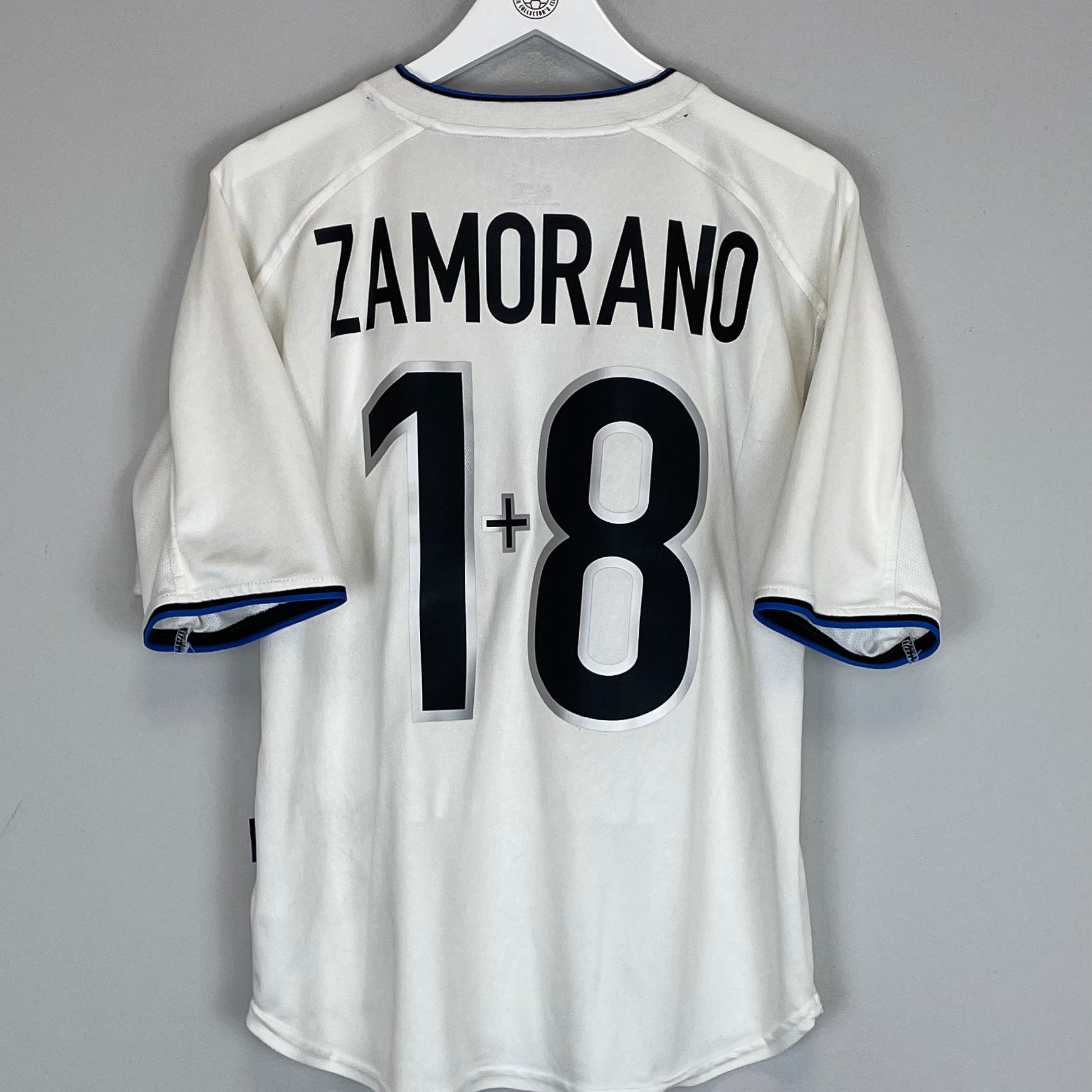 Shop 1999/00 INTER MILAN ZAMORANO #1+8 AWAY SHIRT (M) NIKE, classic football shirts, vintage football shirts & retro soccer jerseys at Cult Kits