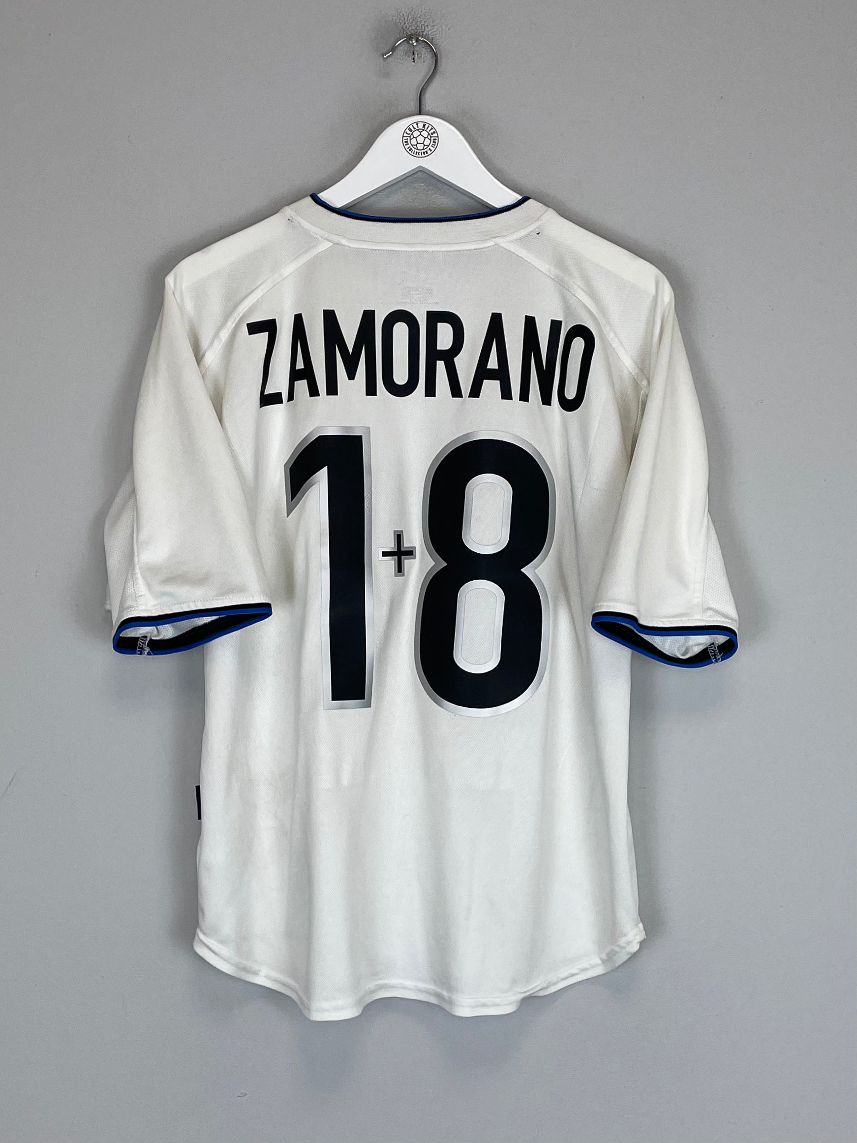 Shop 1999/00 INTER MILAN ZAMORANO #1+8 AWAY SHIRT (M) NIKE, classic football shirts, vintage football shirts & retro soccer jerseys at Cult Kits