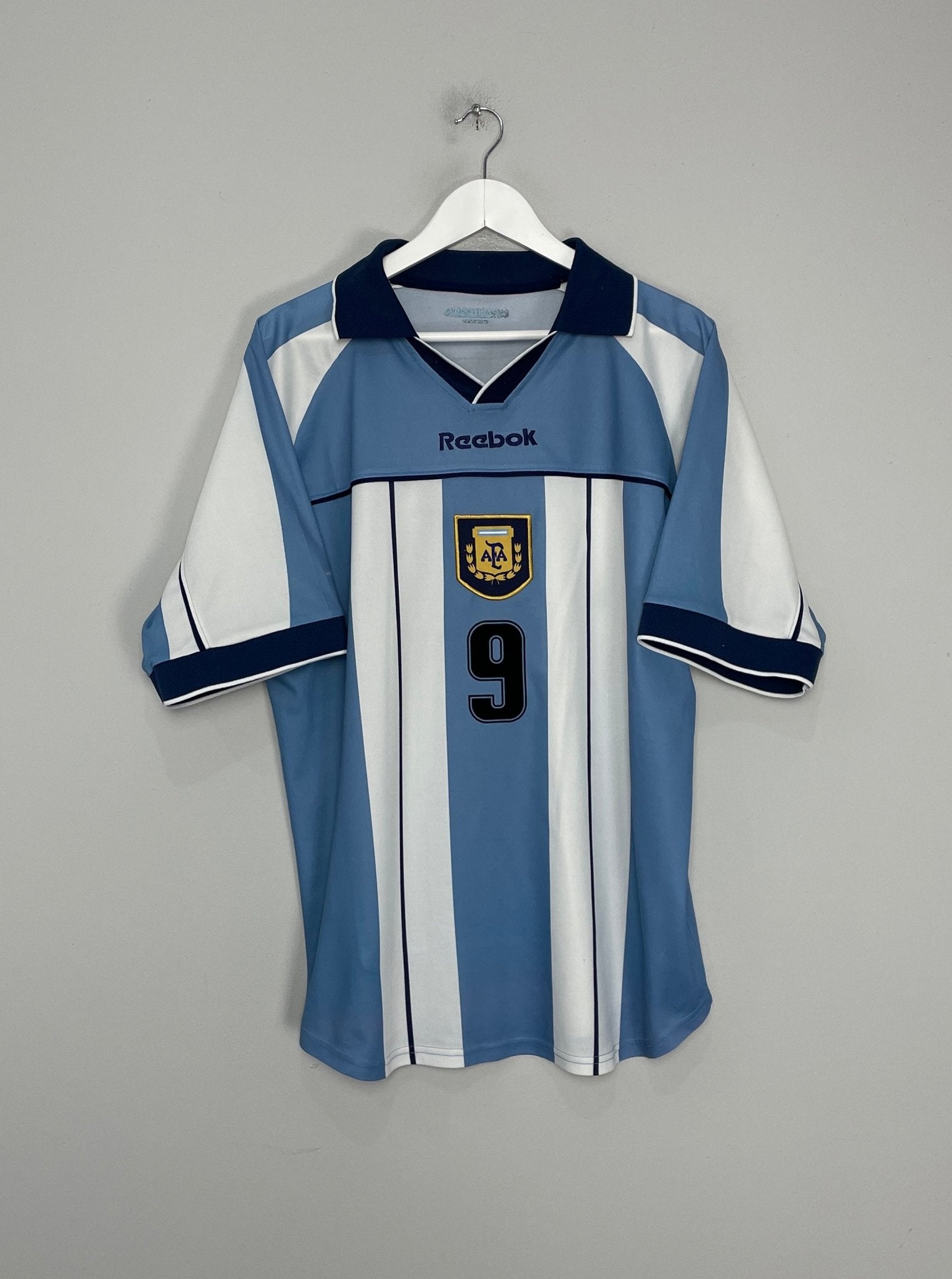 Shop 2000/01 ARGENTINA BATISTUTA #9 HOME SHIRT (L) REEBOK, classic football shirts, vintage football shirts & retro soccer jerseys at Cult Kits