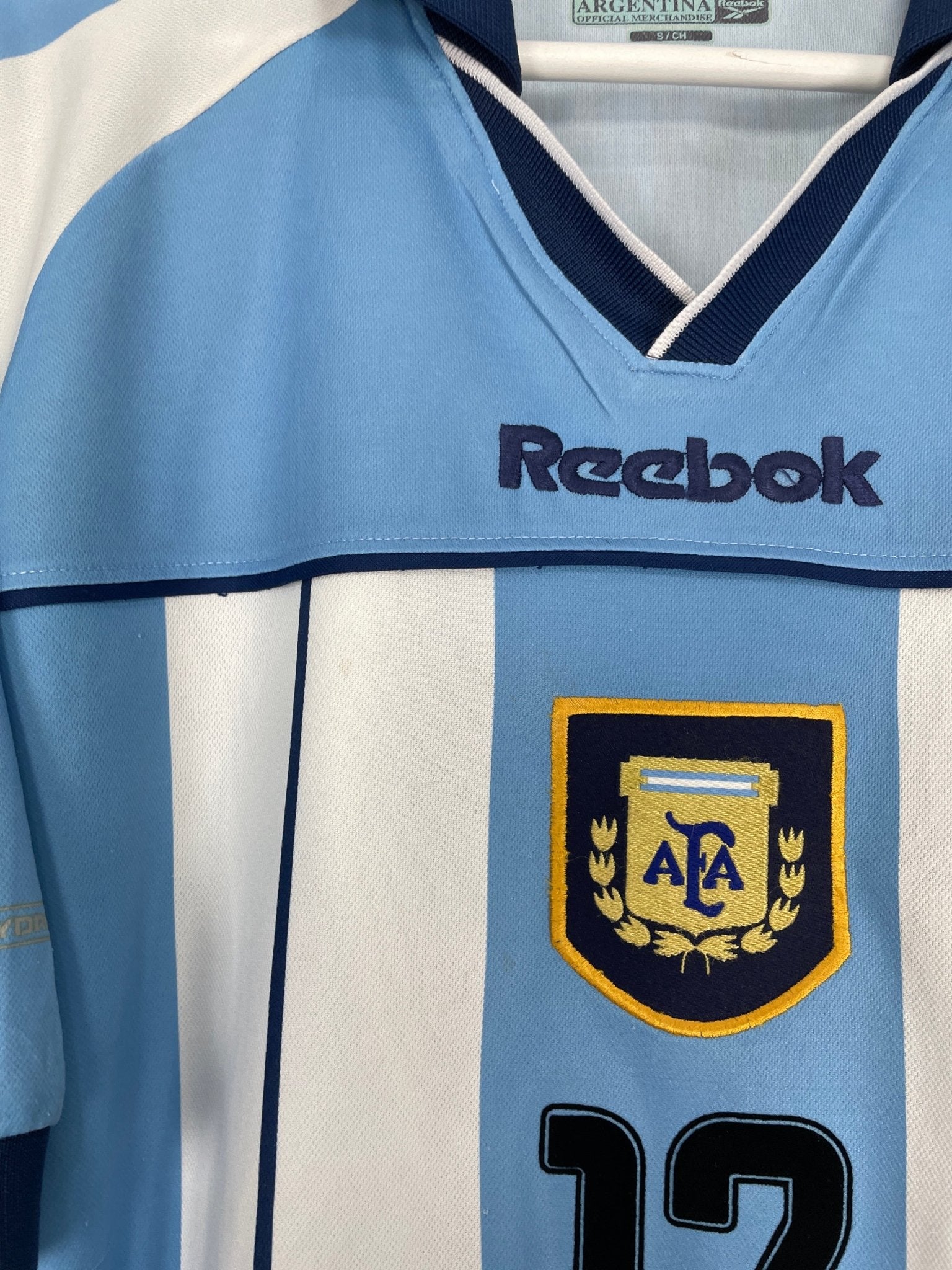 Shop 2000/01 ARGENTINA CANNIGIA #12 HOME SHIRT (S) REEBOK, classic football shirts, vintage football shirts & retro soccer jerseys at Cult Kits