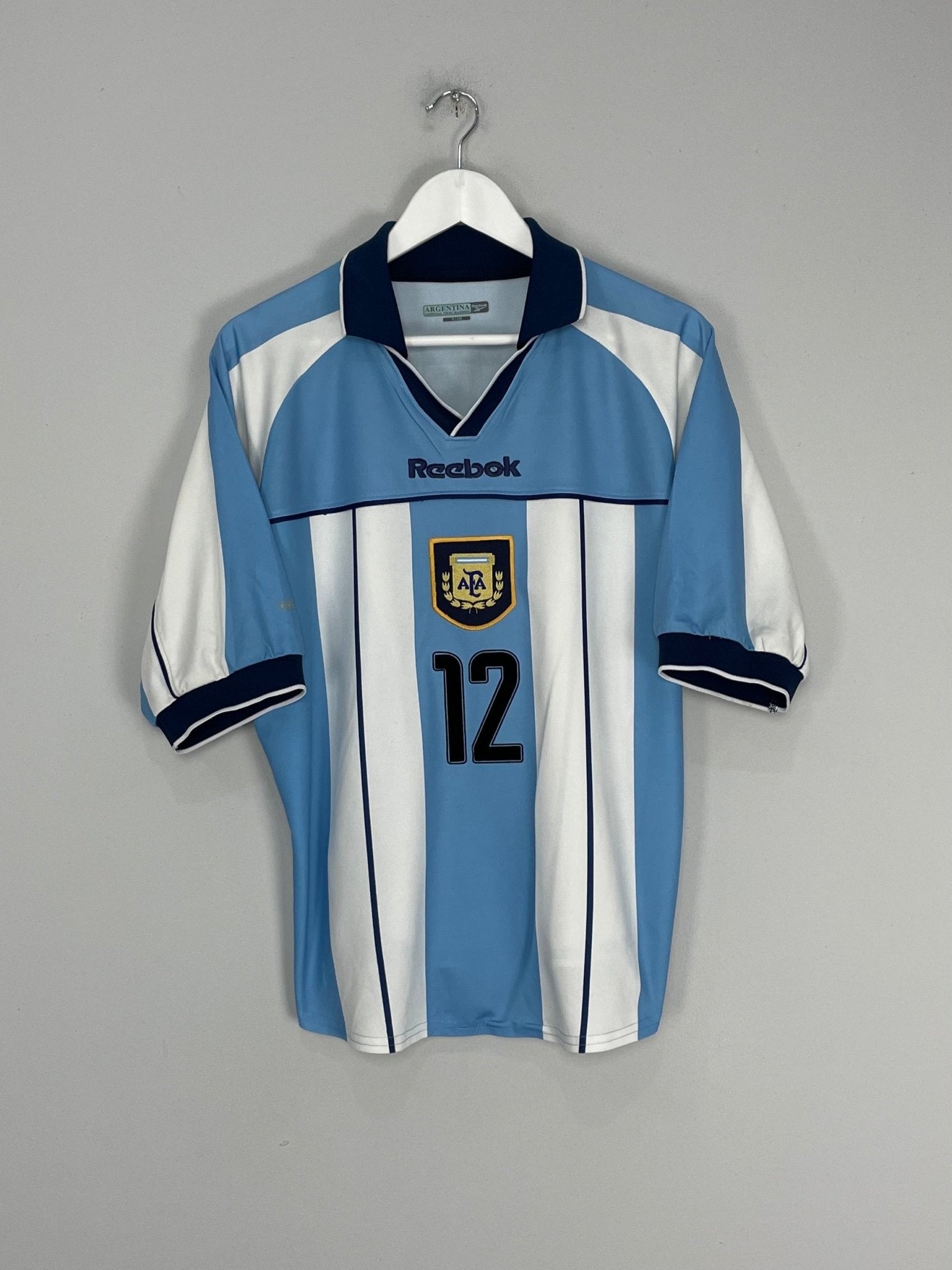 Shop 2000/01 ARGENTINA CANNIGIA #12 HOME SHIRT (S) REEBOK, classic football shirts, vintage football shirts & retro soccer jerseys at Cult Kits