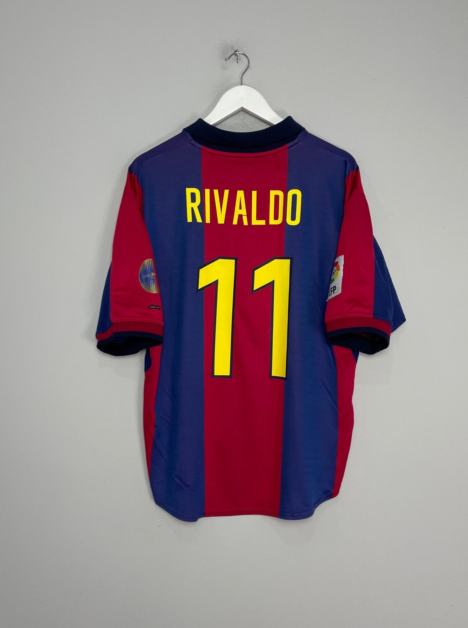 Shop 2000/01 BARCELONA RIVALDO #11 HOME SHIRT (L) NIKE, classic football shirts, vintage football shirts & retro soccer jerseys at Cult Kits