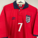 Shop 2000/01 ENGLAND BECKHAM #7 *BNWT* HOME SHIRT (L) UMBRO, classic football shirts, vintage football shirts & retro soccer jerseys at Cult Kits