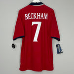 Shop 2000/01 ENGLAND BECKHAM #7 *BNWT* HOME SHIRT (L) UMBRO, classic football shirts, vintage football shirts & retro soccer jerseys at Cult Kits