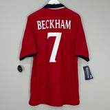 Shop 2000/01 ENGLAND BECKHAM #7 *BNWT* HOME SHIRT (L) UMBRO, classic football shirts, vintage football shirts & retro soccer jerseys at Cult Kits