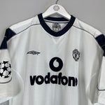 Shop 2000/01 MANCHESTER UNITED BECKHAM #7 C/L AWAY SHIRT (XL) UMBRO, classic football shirts, vintage football shirts & retro soccer jerseys at Cult Kits