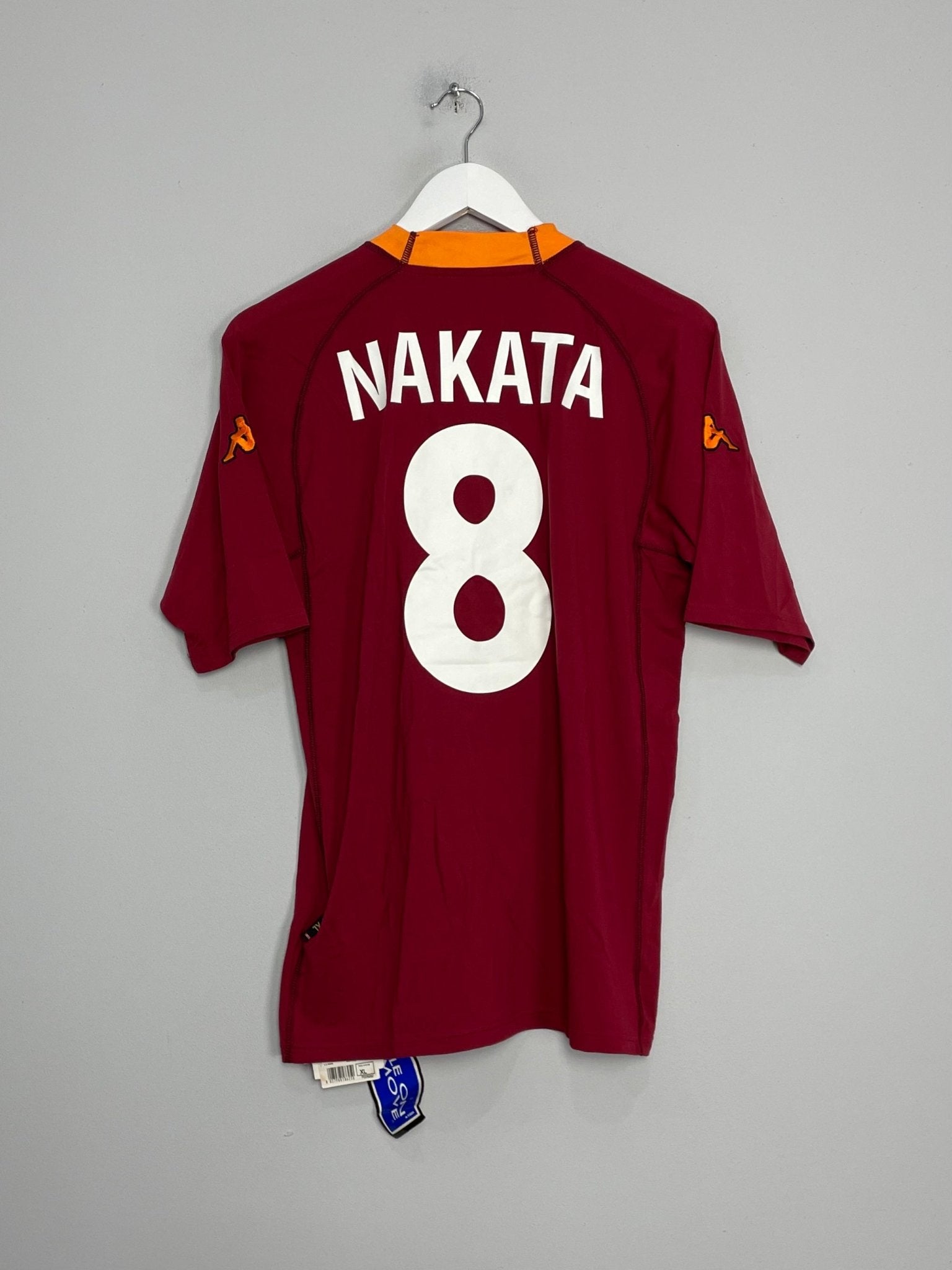 Shop 2000/01 ROMA NAKATA #8 *BNWT* HOME SHIRT (XL) KAPPA, classic football shirts, vintage football shirts & retro soccer jerseys at Cult Kits