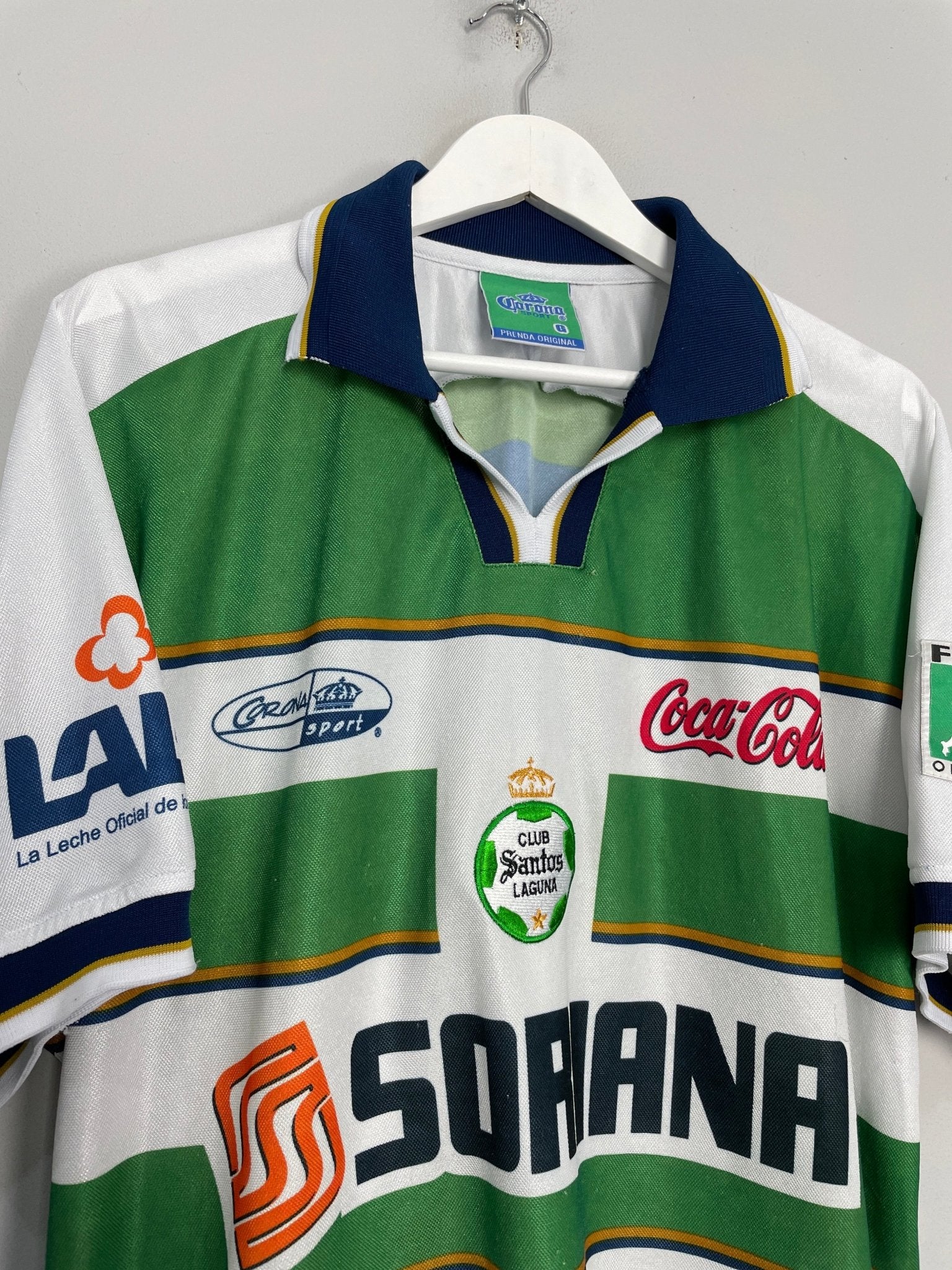 Shop 2000/01 SANTOS LAGUNA HOME SHIRT (L) CORONA SPORT, classic football shirts, vintage football shirts & retro soccer jerseys at Cult Kits