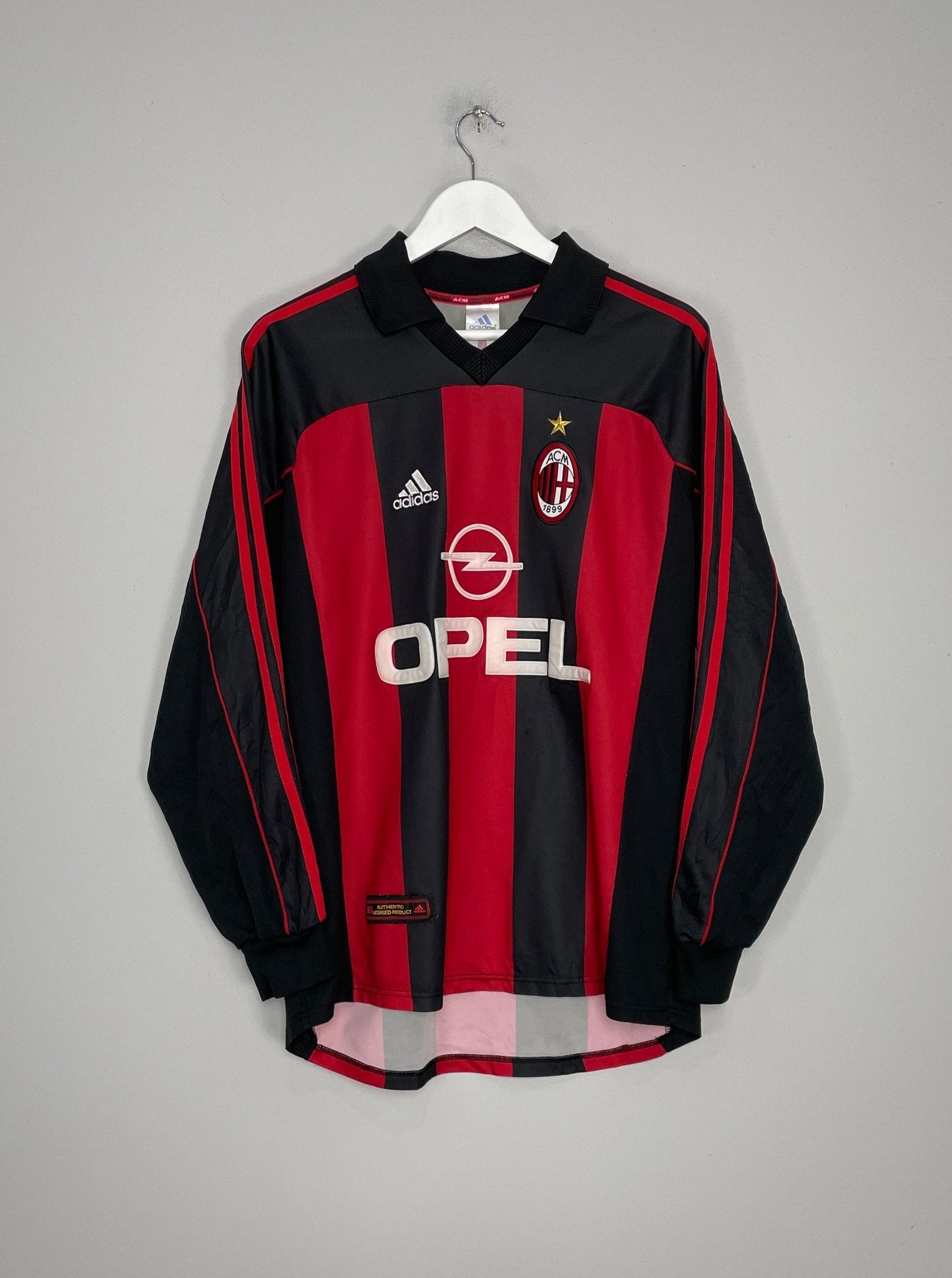 Shop 2000/02 AC MILAN SHEVCHENKO #7 L/S HOME SHIRT (L) ADIDAS, classic football shirts, vintage football shirts & retro soccer jerseys at Cult Kits