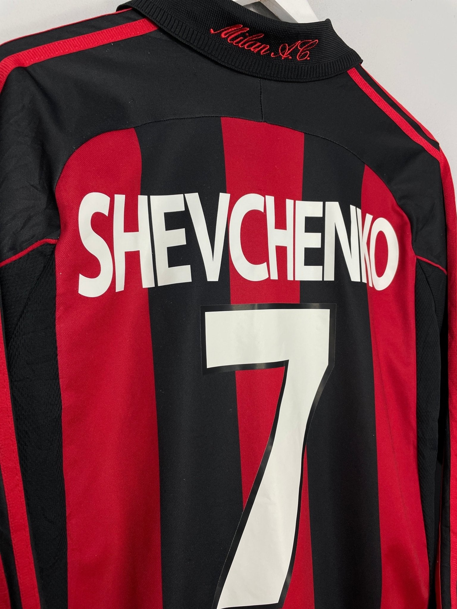 Shop 2000/02 AC MILAN SHEVCHENKO #7 L/S HOME SHIRT (L) ADIDAS, classic football shirts, vintage football shirts & retro soccer jerseys at Cult Kits