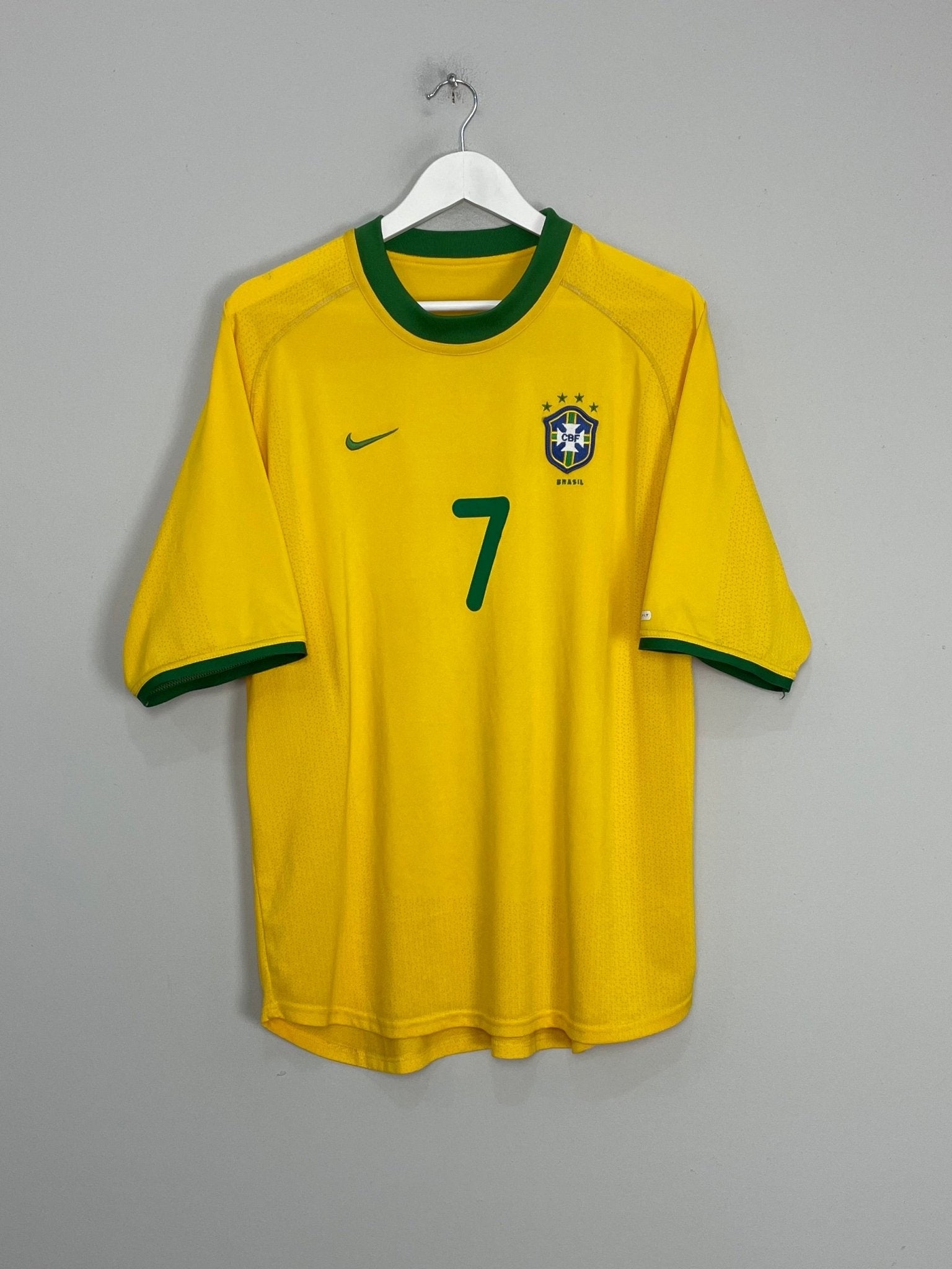 Shop 2000/02 BRAZIL AMOROSO #7 HOME SHIRT (XL) NIKE, classic football shirts, vintage football shirts & retro soccer jerseys at Cult Kits