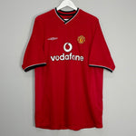 Shop 2000/02 MANCHESTER UNITED BECKHAM #7 HOME SHIRT (XL) UMBRO, classic football shirts, vintage football shirts & retro soccer jerseys at Cult Kits