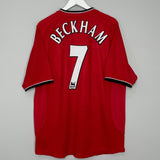 Shop 2000/02 MANCHESTER UNITED BECKHAM #7 HOME SHIRT (XL) UMBRO, classic football shirts, vintage football shirts & retro soccer jerseys at Cult Kits