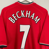Shop 2000/02 MANCHESTER UNITED BECKHAM #7 HOME SHIRT (XL) UMBRO, classic football shirts, vintage football shirts & retro soccer jerseys at Cult Kits