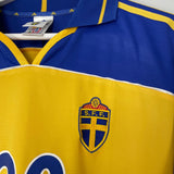 Shop 2000/02 SWEDEN LARSSON #20 HOME SHIRT (L) ADIDAS, classic football shirts, vintage football shirts & retro soccer jerseys at Cult Kits