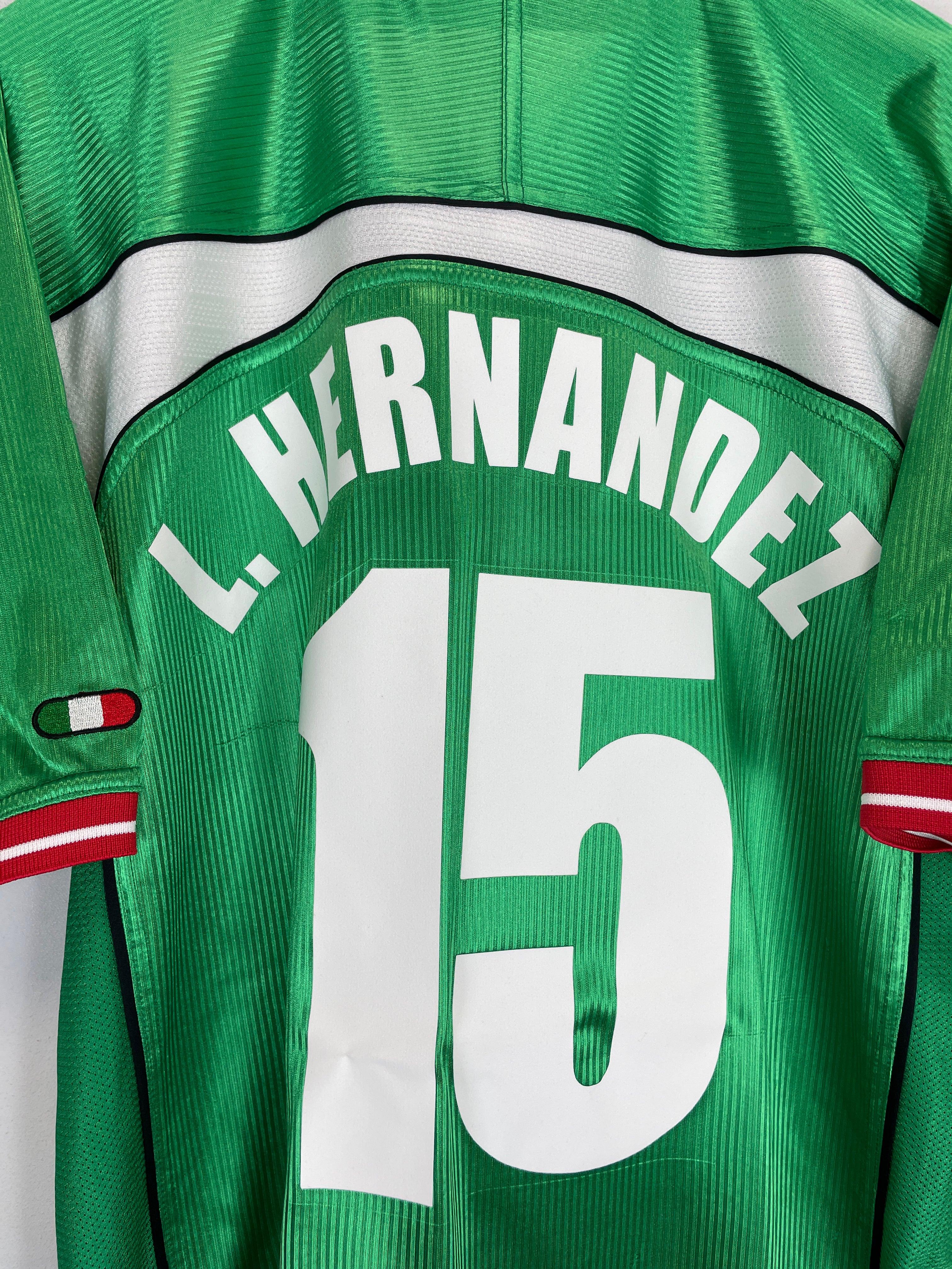2000/01 MEXICO L.HERNANDEZ #15 HOME SHIRT (XL) ATLETICA BACK FLAG GREEN WHITE RED