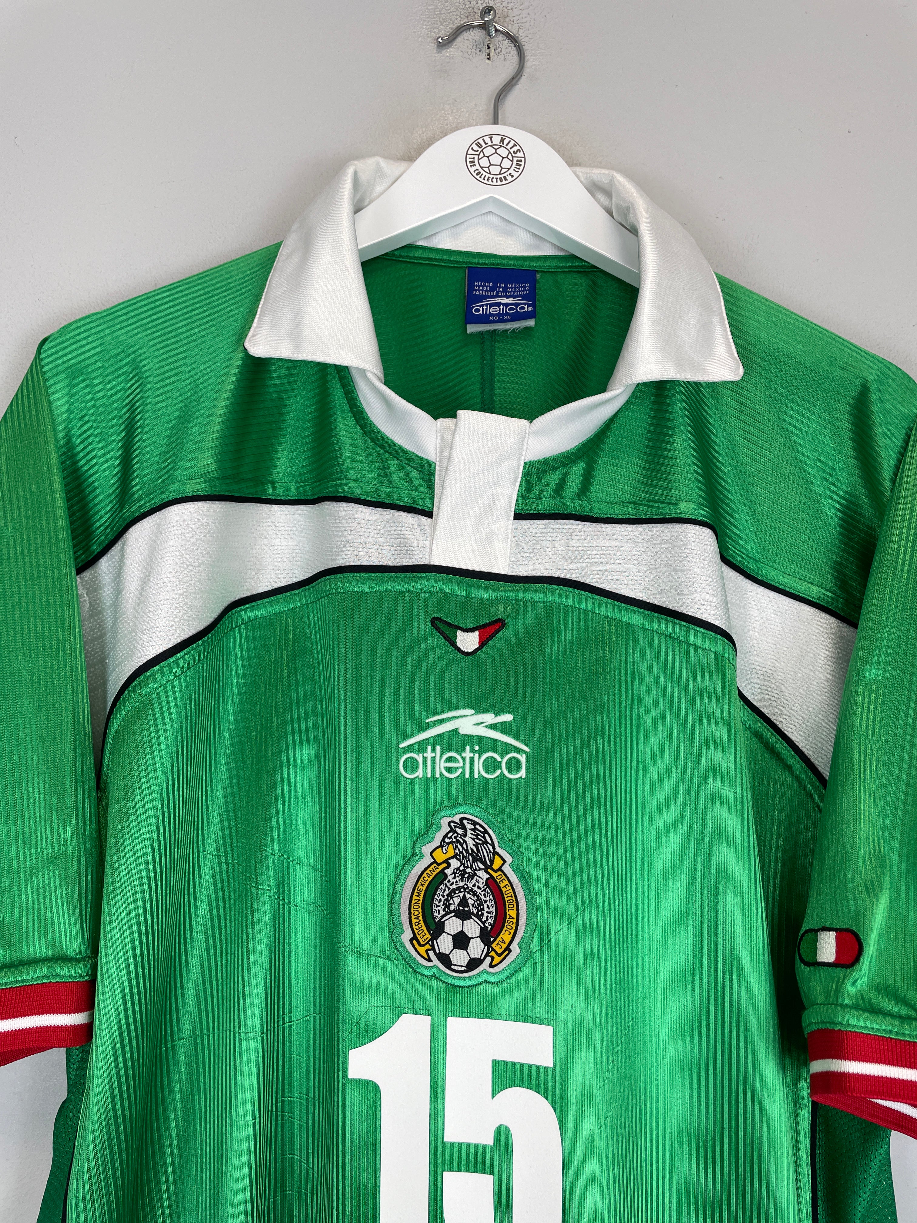 2000/01 MEXICO L.HERNANDEZ #15 HOME SHIRT (XL) ATLETICA COLLAR BADEG CREST LOGO FLAG