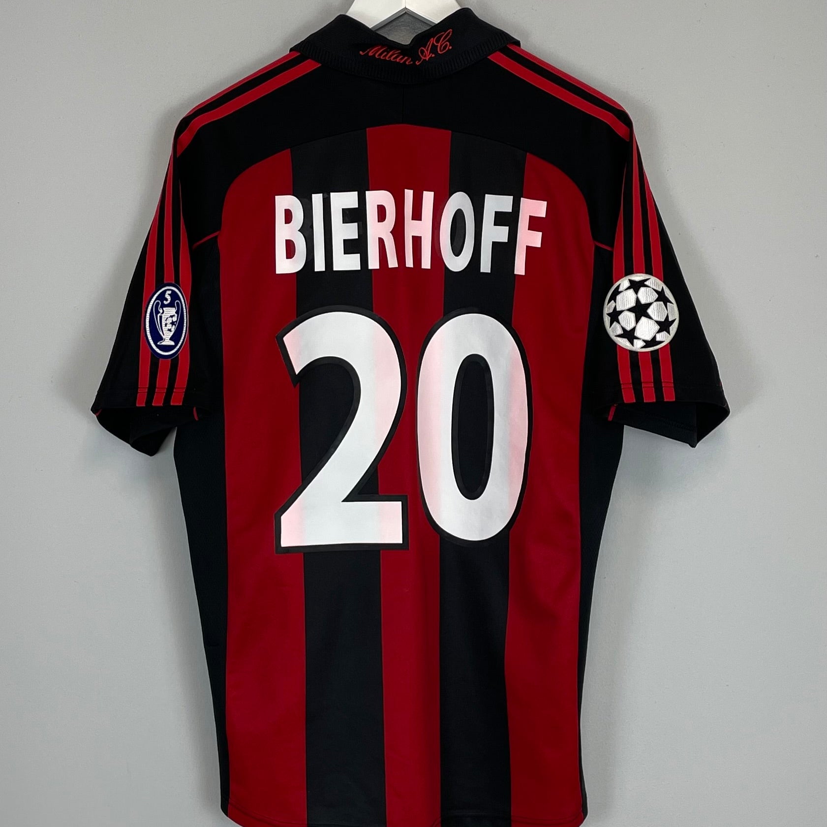 Shop 2000/02 AC MILAN BIERHOFF #20 C/L HOME SHIRT (M) ADIDAS, classic football shirts, vintage football shirts & retro soccer jerseys at Cult Kits