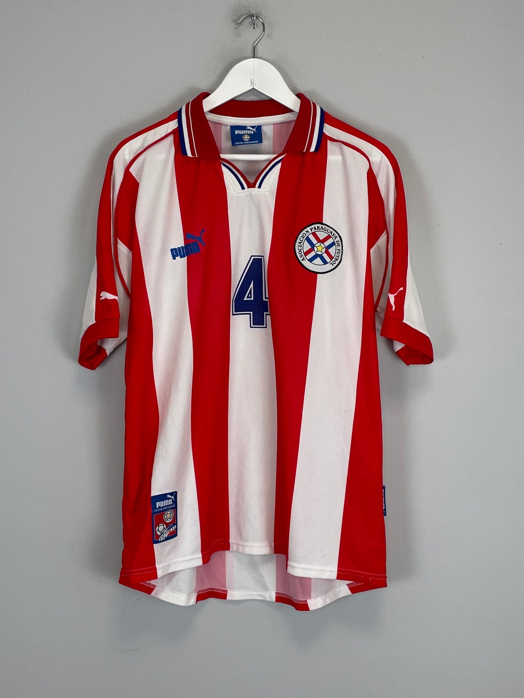 Shop 2000/02 PARAGUAY #4 HOME SHIRT (L) PUMA, classic football shirts, vintage football shirts & retro soccer jerseys at Cult Kits