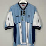 Shop 2001 ARGENTINA DIEGO MARADONA #10 TESTIMONIAL SHIRT (M) FILA, classic football shirts, vintage football shirts & retro soccer jerseys at Cult Kits