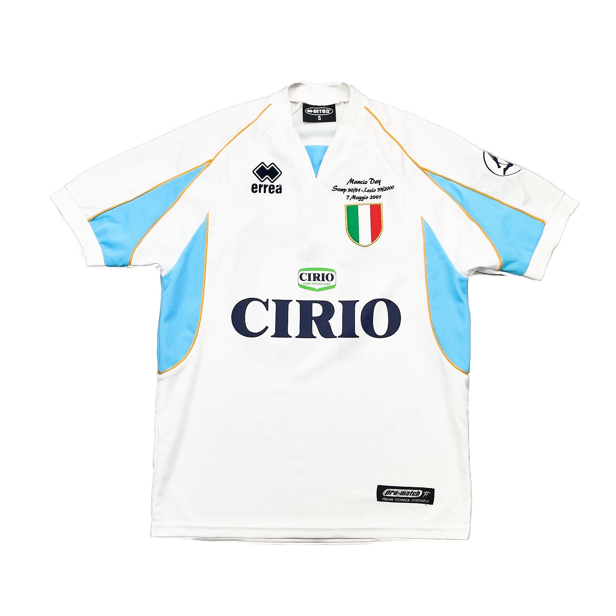 Buy 2001 Lazio Mancini 10 'Testimonial Mancio Day' Shirt (S) Errea ~ Free worldwide shipping ~ Authentic Vintage Football Shirts from Cult Kits