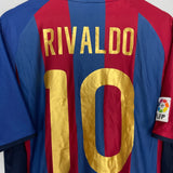 Shop 2001/02 BARCELONA RIVALDO #10 HOME SHIRT (L) NIKE, classic football shirts, vintage football shirts & retro soccer jerseys at Cult Kits