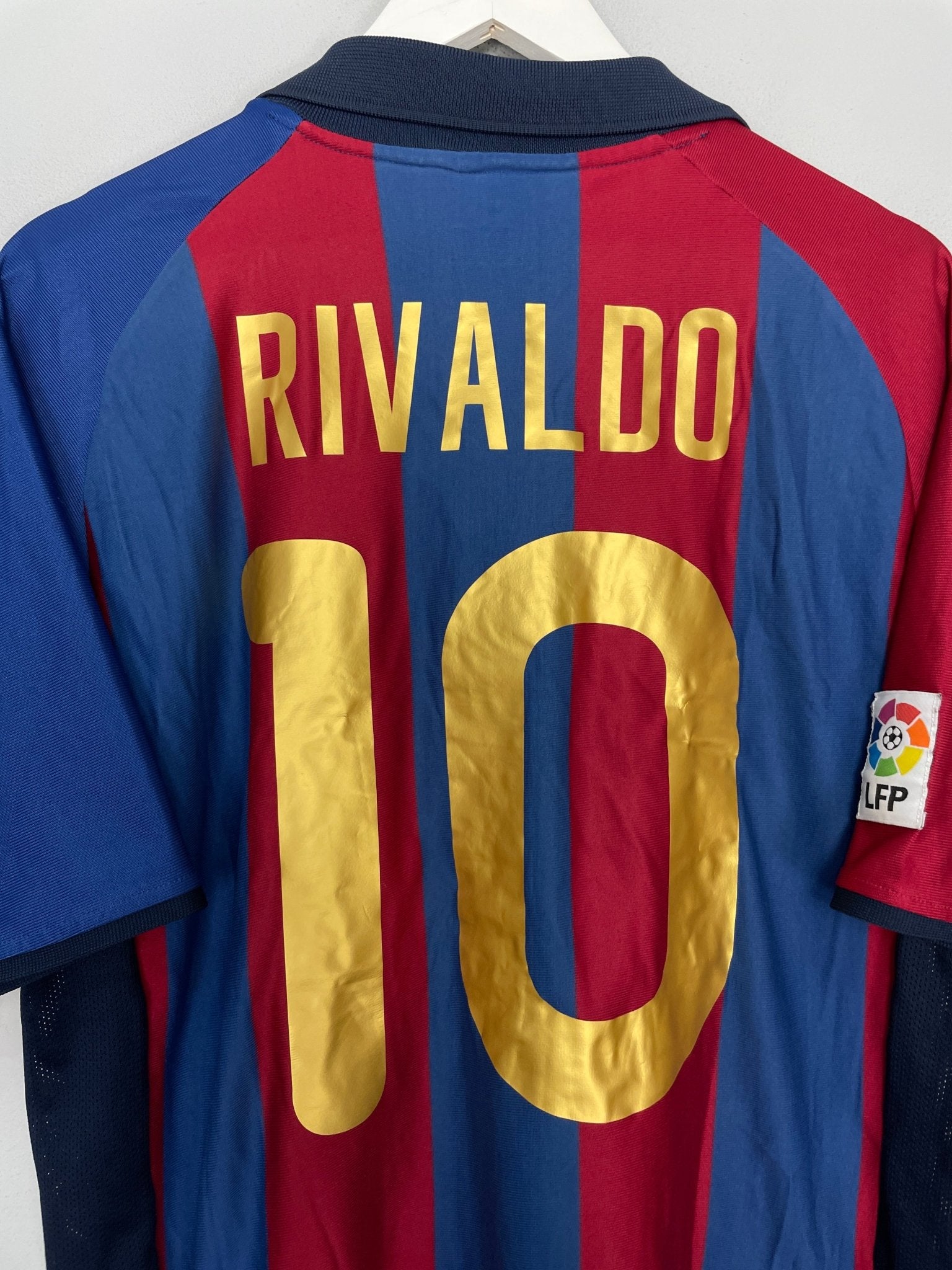 Shop 2001/02 BARCELONA RIVALDO #10 HOME SHIRT (L) NIKE, classic football shirts, vintage football shirts & retro soccer jerseys at Cult Kits
