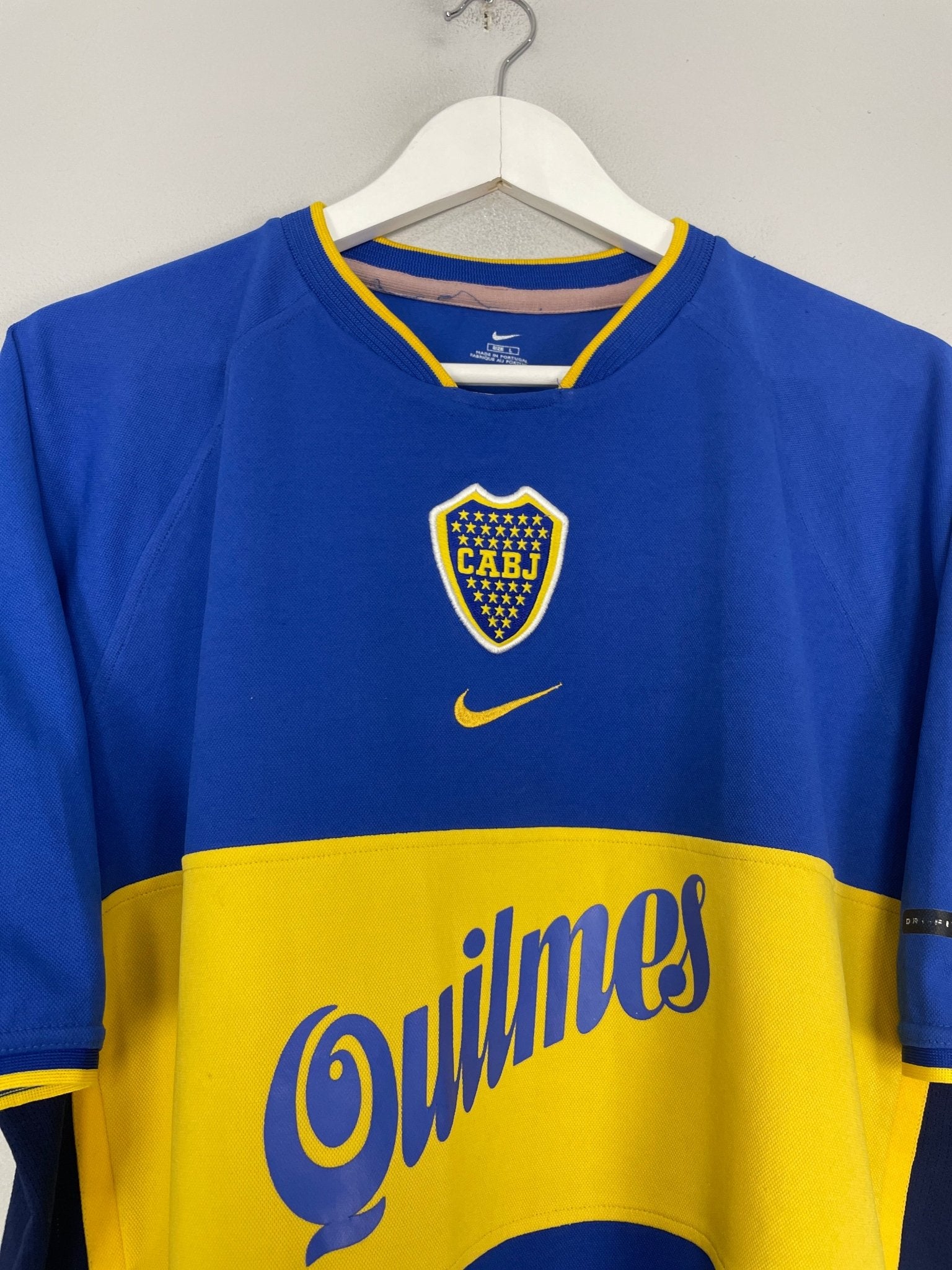 Shop 2001/02 BOCA JUNIORS ROMAN #10 HOME SHIRT (L) NIKE, classic football shirts, vintage football shirts & retro soccer jerseys at Cult Kits