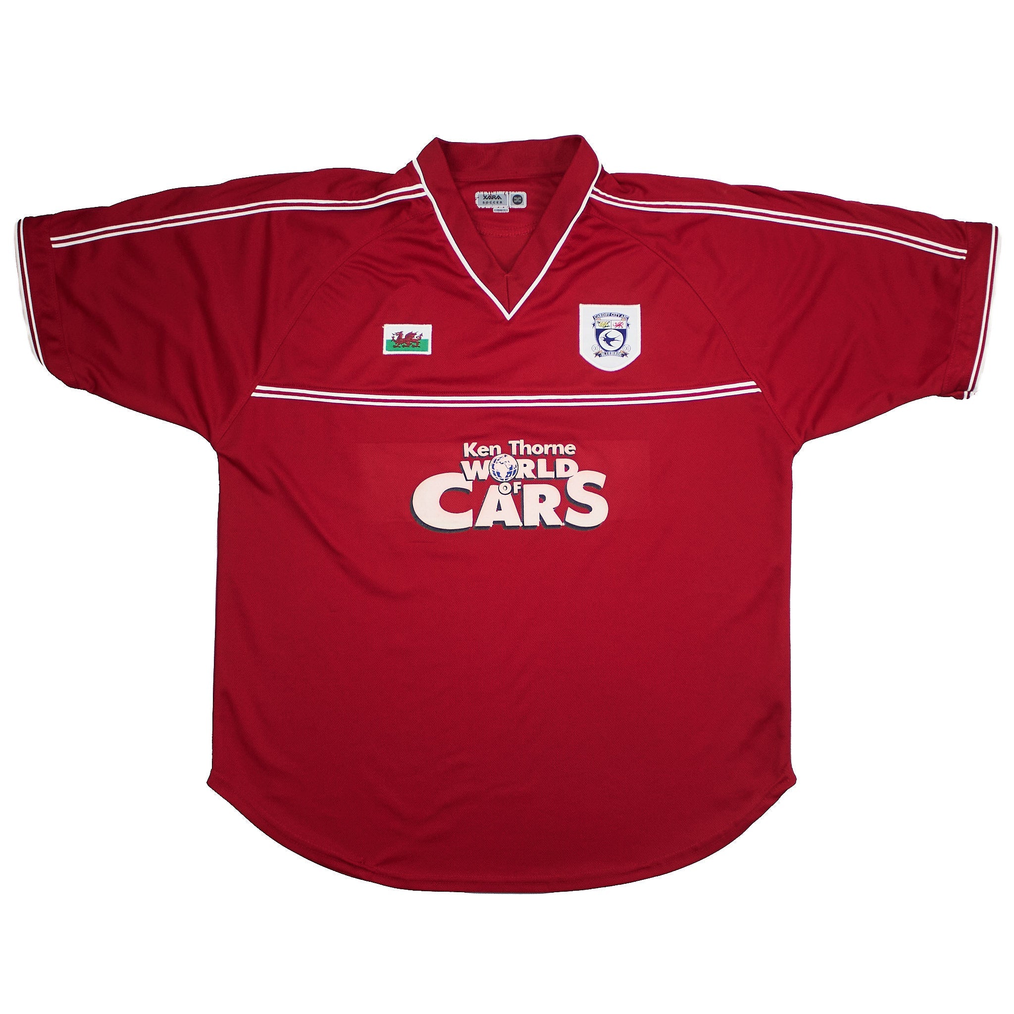 Buy 2001/02 Cardiff City Away Shirt (L) Xara ~ Free worldwide shipping ~ Authentic Vintage Football Shirts from Cult Kits