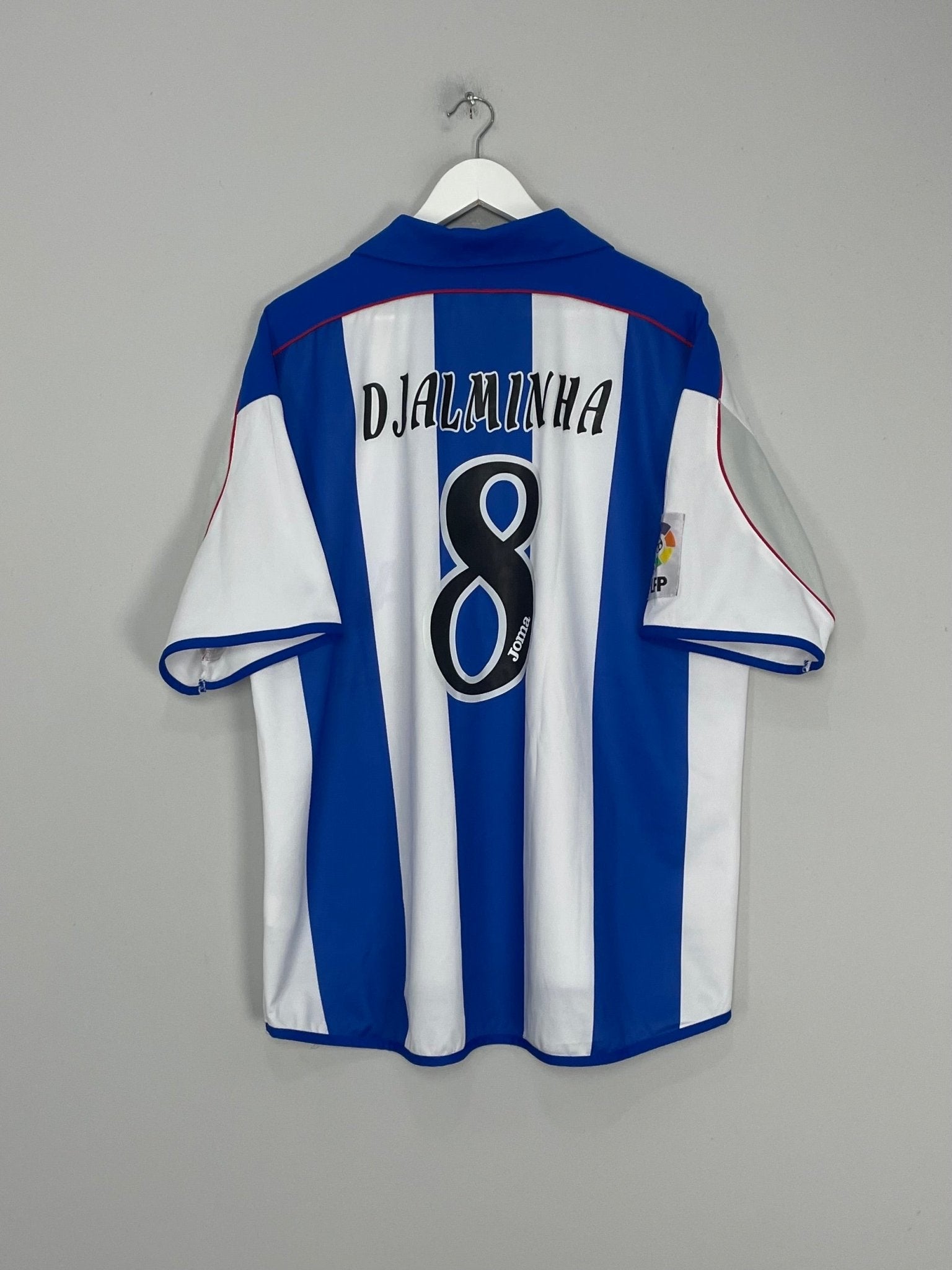 Shop 2001/02 DEPORTIVO LA CORUNA DJALMINHA #8 HOME SHIRT (XL) JOMA, classic football shirts, vintage football shirts & retro soccer jerseys at Cult Kits