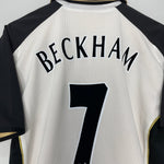 Shop 2001/02 MANCHESTER UNITED BECKHAM #7 *CENTENARY* AWAY/THIRD SHIRT (M) UMBRO, classic football shirts, vintage football shirts & retro soccer jerseys at Cult Kits