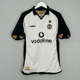 Shop 2001/02 MANCHESTER UNITED BECKHAM #7 *CENTENARY* AWAY/THIRD SHIRT (M) UMBRO, classic football shirts, vintage football shirts & retro soccer jerseys at Cult Kits