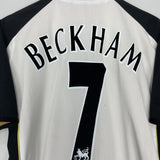 Shop 2001/02 MANCHESTER UNITED BECKHAM #7 *CENTENARY* AWAY/THIRD SHIRT (M) UMBRO, classic football shirts, vintage football shirts & retro soccer jerseys at Cult Kits
