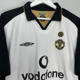 Shop 2001/02 MANCHESTER UNITED BECKHAM #7 *CENTENARY* AWAY/THIRD SHIRT (XL) UMBRO, classic football shirts, vintage football shirts & retro soccer jerseys at Cult Kits
