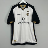 Shop 2001/02 MANCHESTER UNITED BECKHAM #7 *CENTENARY* AWAY/THIRD SHIRT (XL) UMBRO, classic football shirts, vintage football shirts & retro soccer jerseys at Cult Kits