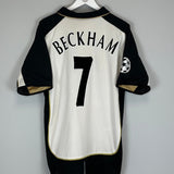 Shop 2001/02 MANCHESTER UNITED BECKHAM #7 C/L AWAY/THIRD CENTENARY SHIRT (XL) UMBRO, classic football shirts, vintage football shirts & retro soccer jerseys at Cult Kits